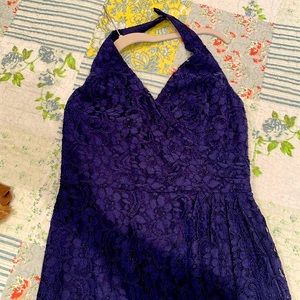 SOLD!! All Over Lace Halter Sheath Dress Navy Blue